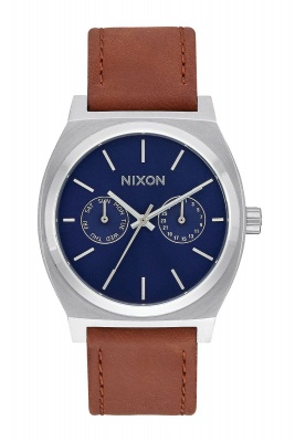 NIXON Time Teller Deluxe Leather - Navy Sunray / Brown